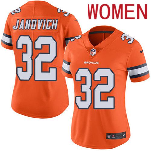 Women Denver Broncos #32 Andy Janovich Orange Nike Rush Vapor Limited NFL Jersey